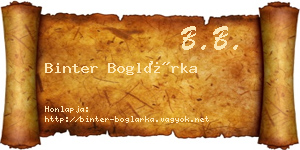 Binter Boglárka névjegykártya